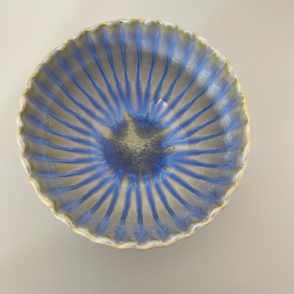 West Elm Seashell Reactive Glaze‎ Bowl, Light Blue Made in Portugal